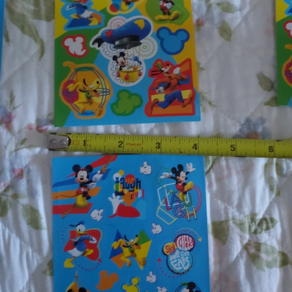 4 Sheets Disney Mickey Mouse Cartoon Stickers. Bags, Books, School, Bottle